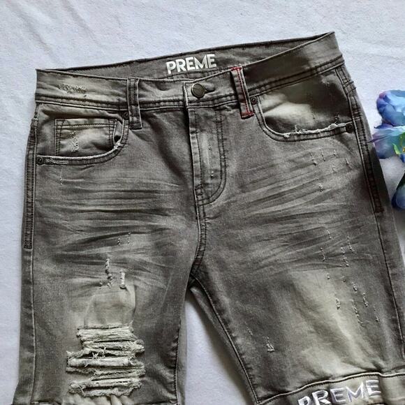 Preme NWOT Grey Wash Distressed Skinny Jeans Men 32 - Picture 3 of 12